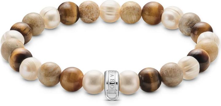 Immagine prodotto Thomas Sabo Bead Armband mit naturfarbenen Steinen Silber (15 cm, Argento 925)
