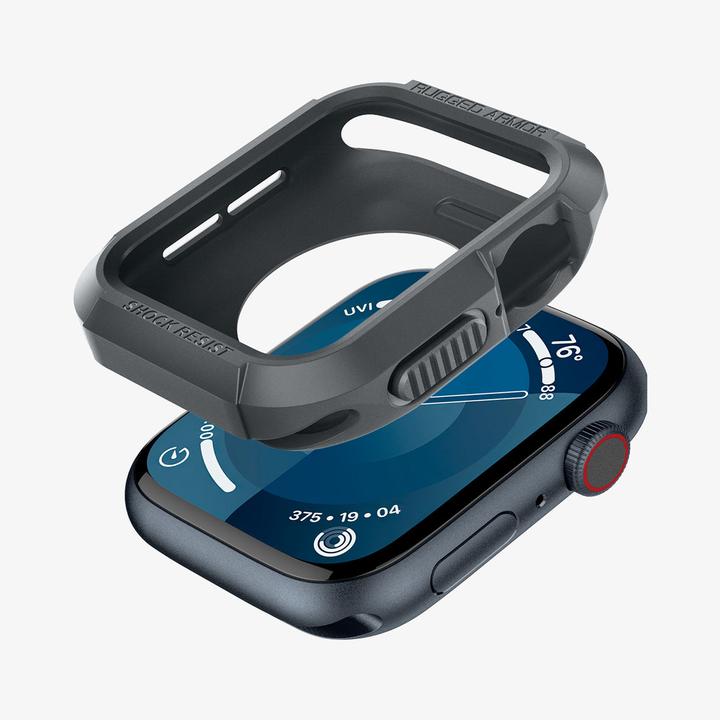 Actual product image Spigen Apple Watch 9/SE RugArm Drk Gr