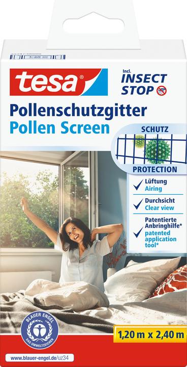 Produktbild tesa Pollenschutzgitter, für Allergiker, zuschneibar inkl. selbstklebendem Klettband (120 x 240 cm)