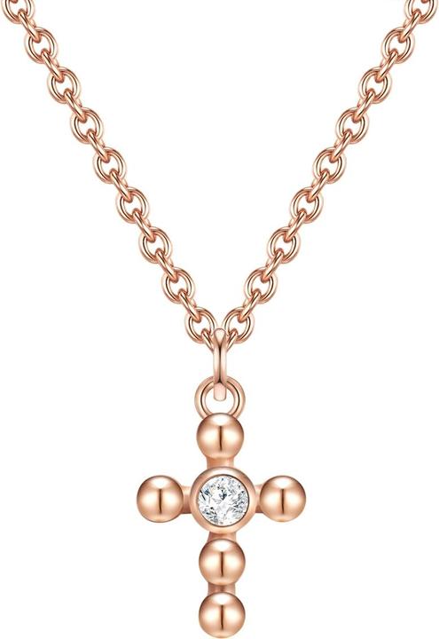 Glanzstücke München Damen Kreuz Sterling Silber Topas roségold 40,0 cm Basiskette + 5,5 cm Verlängerung - 31438 (Sterling Silber, 40 - 45.5 cm)