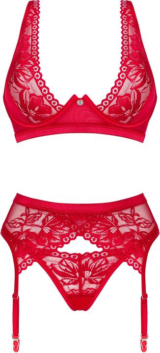Actual product image Obsessive Lacelove Three-Piece Set Red M/L (M/L)