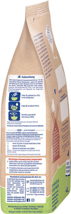 Nährwerte und Zutaten Milupa Kindermüsli Früchte (400 g)