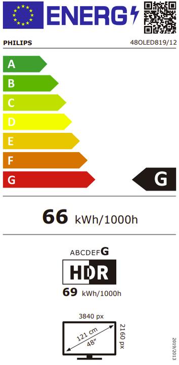 Etichetta energetica Philips 48OLED819/12 TV OLED 4K Ambilight da 48" (121 cm) (48", OLED, 4K)