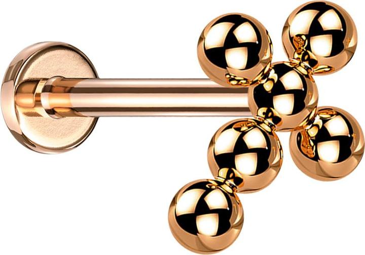 Image du produit Star Piercing Micro Labret femelle or rose boules croix (sans laiton, Titane G23)