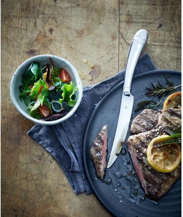 Produktbild WMF Steakmesser Set 6tlg Pizzamesser Wellenschliff Spezialklingenstahl Holzbox (6 Stück, Messer)