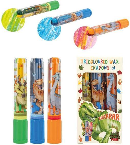 Actual product image Magni Wax Crayon Set Dino World Mini Tricolour (Multicoloured, 3 x)