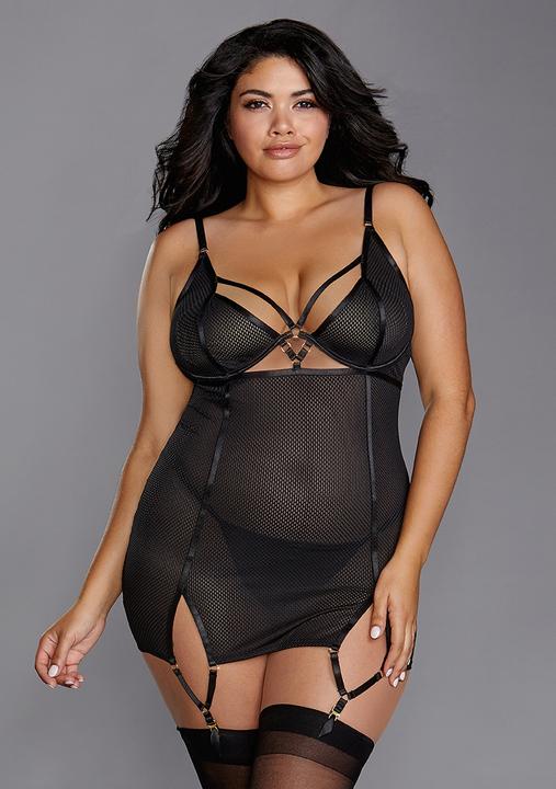 Produktbild Dreamgirl Fishnet Texture Power Mesh Garter Slip (3XL)