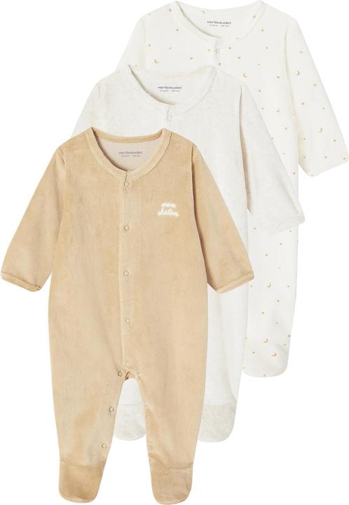 Vertbaudet 3er-Pack Baby Samt-Strampler BASIC