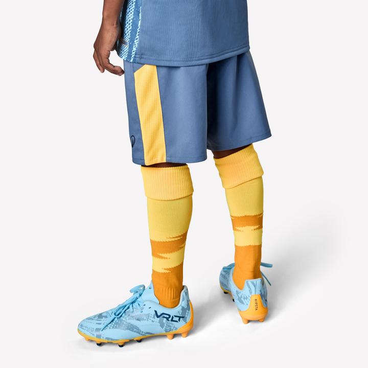Produktbild Kipsta Kinder Fussball Shorts - VIRALTO Kids grau mit orangem Streifen (122)