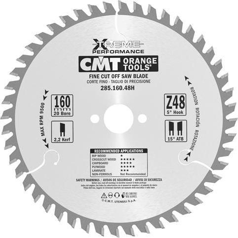 Image du produit CMT saw HM D = 160 F = 20 Z = 48 K = 2.2/1.6 (285.160.48H)