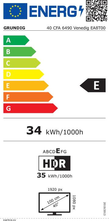 Energy Label Grundig Led-Tv Fhd Abacus Abacus (40", LED, Full HD)