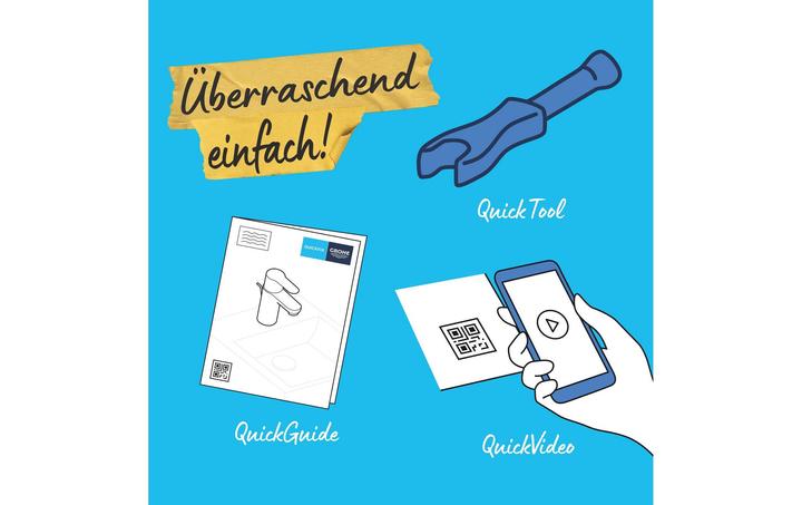 Produktbild Grohe Start QuickFix Lavaboarmatur, S-Size, Push-Open, energiesparend, mattschwarz