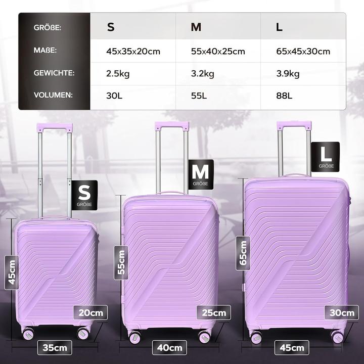 Produktbild DS-Lux 3-teiliges Reisekoffer Set (Handgepäck (bis 50l), M (50 - 90l))
