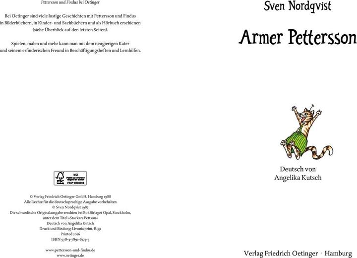 Produktbild Armer Pettersson (Deutsch, Sven Nordqvist, 1997)
