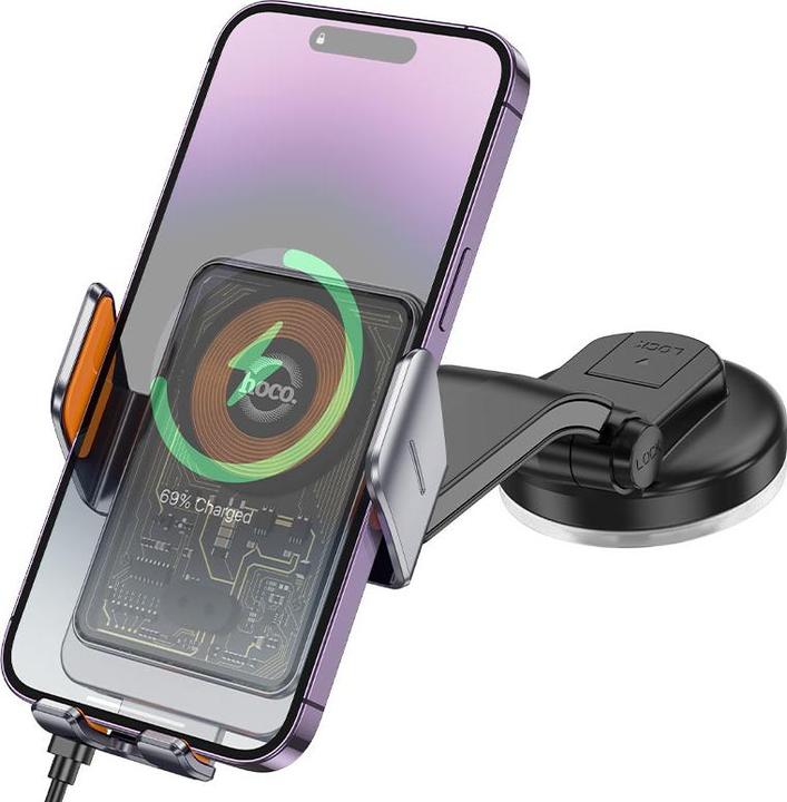 Actual product image Hoco Wireless Car Charger HW8, 15W, 1.67A, black