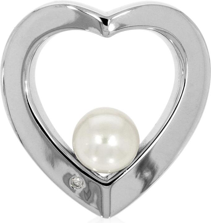 Produktbild Xen Herz-Anhänger mit Diamant 0,02 ct. und Süsswasserzuchtperle (One Size, 925 Silber)