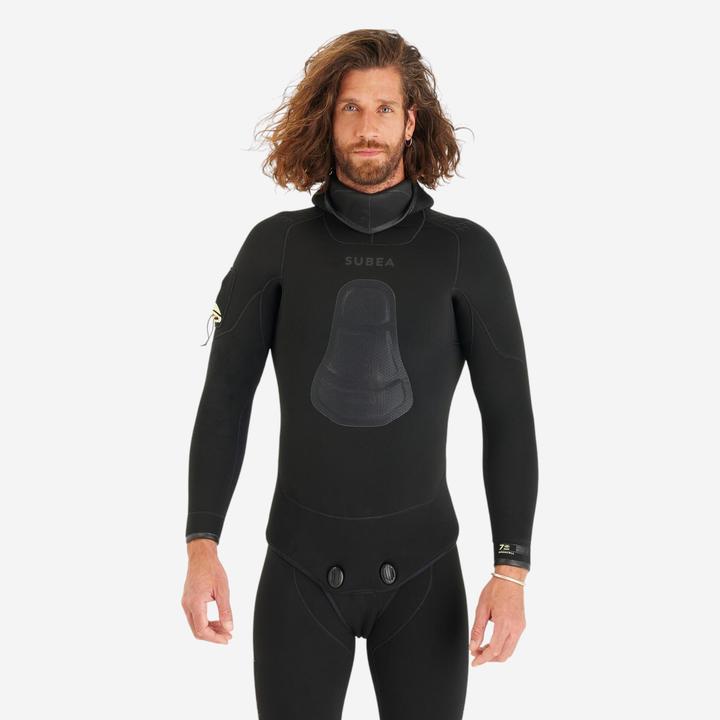 Image du produit Subea Veste chasse sous-marine néoprène refendu 7mm homme, SPF 900 noir (7 mm, M)