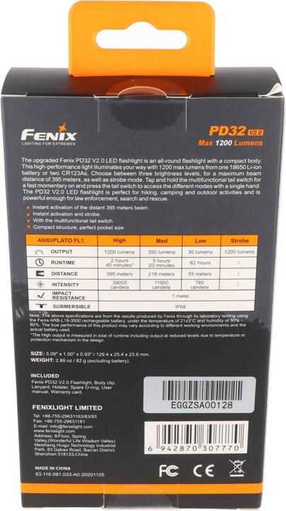 Immagine prodotto Fenix Torcia PD32 2016 Cree XP-L HI LED torcia con fino a (12.95 cm, 1200 lm)