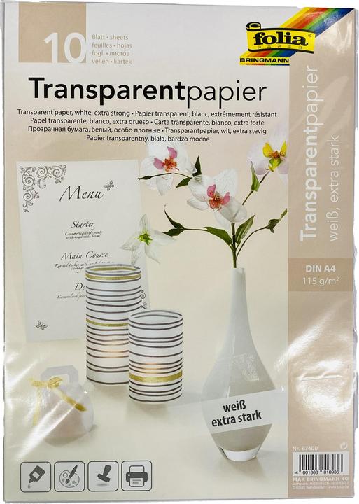 Produktbild Folia Transparentpapier extra stark weiss (115 g/m², A4, 10 x)