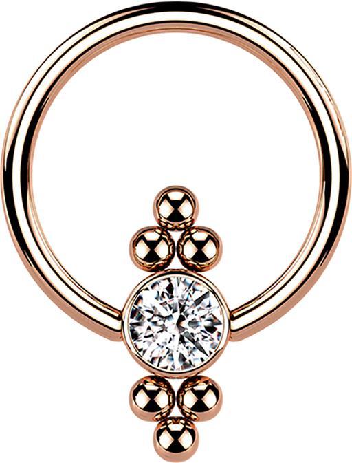 Produktbild Star Piercing Ball Closure Ring rosegold Scheibe Kristall und Kugeln (Chirurgenstahl 316L)