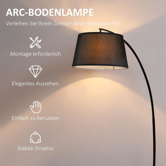 Produktbild Swisshandel24 Stehlampe Wohnzimmer Stehleuchte mit Lampenschirm aus Stoff, Fussschalter (E27)