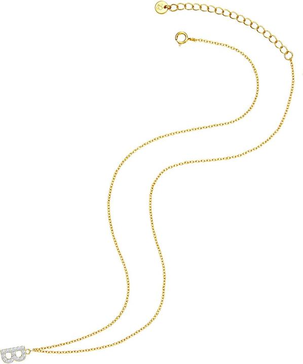 Actual product image Glanzstücke München Ladies letter B sterling silver cubic zirconia yellow gold 45.0 cm base chain + 5.0 cm extension - (Sterling Silver, 40 - 45 cm)