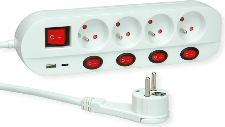 Produktbild Roline Steckdosenleiste 4x UTE einzeln schaltbar 1.5m (4 x, CEE 7/5, CEE 7/3, 1.50 m)