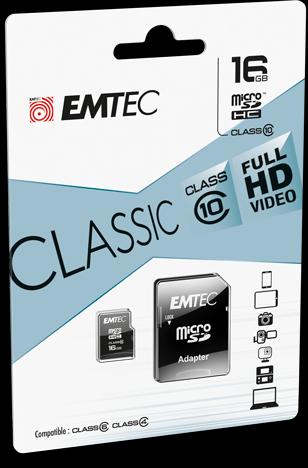 Produktbild Emtec MicroSD Card SDHC CL.10 inkl. Adapter (16 GB, microSD, U1, UHS-I)