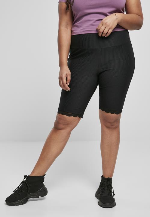 Immagine prodotto Urban Classics Pantaloncini da ciclista a vita alta a costine con orlo in pizzo (4XL)
