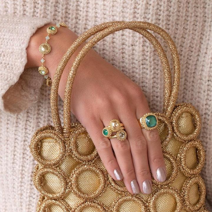 Immagine prodotto Steinkult Bracciale con pietre di cristallo "Sheila (21 cm, Ottone placcato oro, Vetro (di orologio))