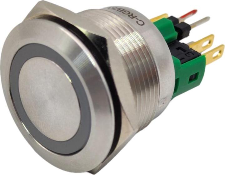 Actual product image Purecrea 22mm push-button with RGB illumination 5V - stainless steel