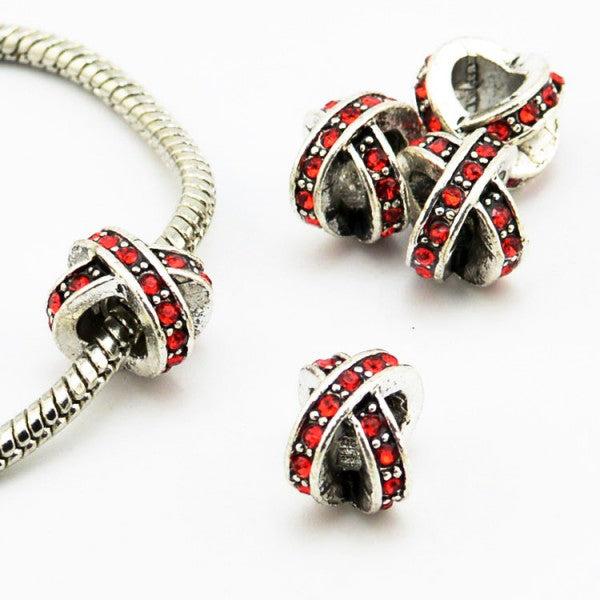 Produktbild Hermex X - Bead versilbert 925 mit Strass - Silbrig Rot (Metalllegierung)