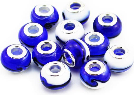 Image du produit Hermex Verre Bead argenté 925 - Bleu argenté (Alliage métallique, Verre)