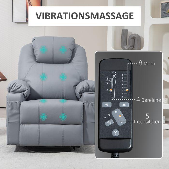 Actual product image Swisshandel24 TV armchair stand-up aid electric massage function reclining function remote control grey
