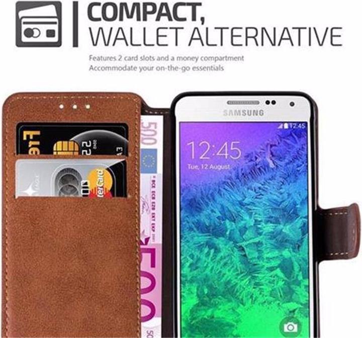 Productafbeelding Cadorabo Boek Retro Matte Portemonnee Hoesje (Samsung Galaxy Alpha)