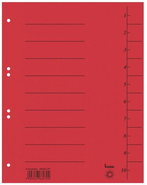 Image du produit Bene Intercalaires 1-10 rouge, 50 pcs