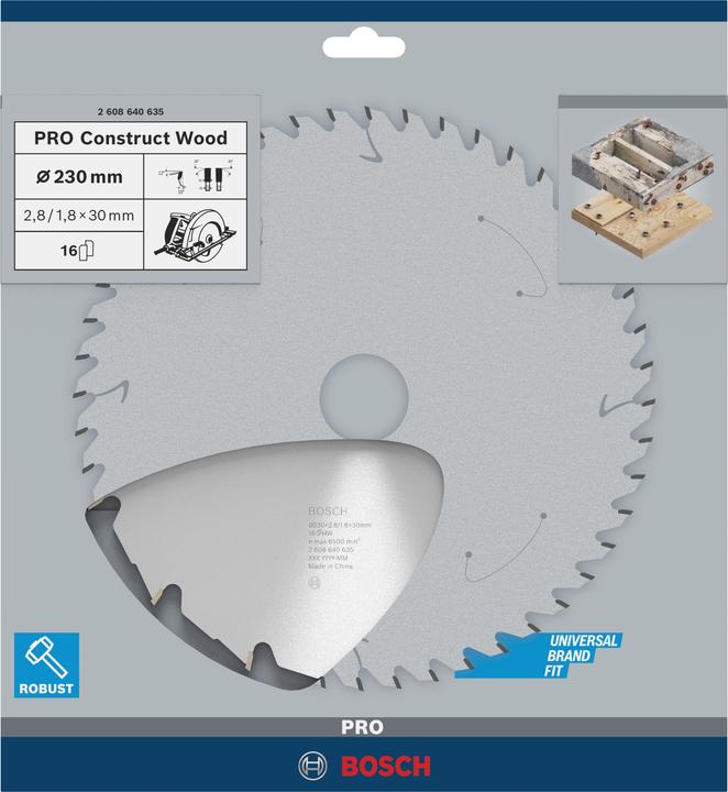 Produktbild Bosch Professional Zubehör PRO Construct Wood Kreissägeblatt, 230 x 2,8 x 30 mm