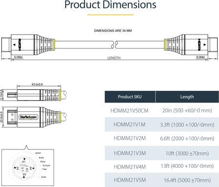 Actual product image StarTech HDMM21V2M HDMI Cable HDMI Type A (Standard) (2 m, HDMI)