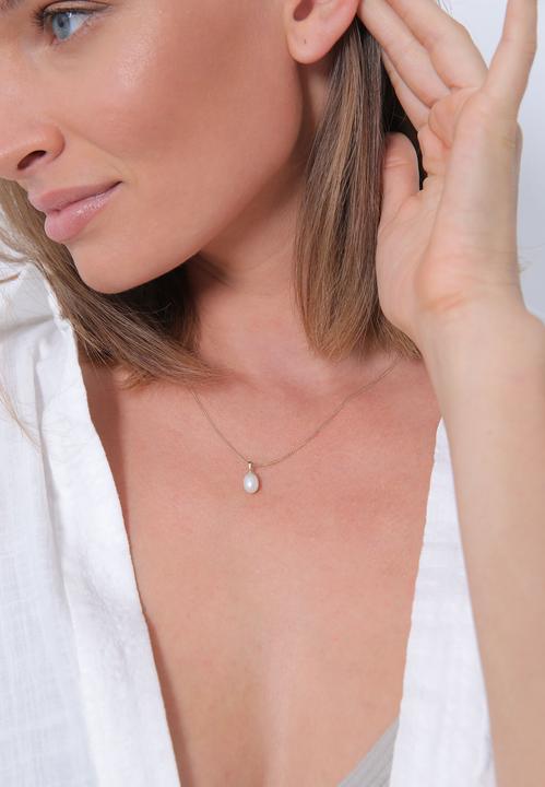 Immagine prodotto Elli Perla, collana di perle, Goccia (Nessuna pietra, Perle coltivate d'acqua dolce, Argento 925 placcato oro, 45 cm)