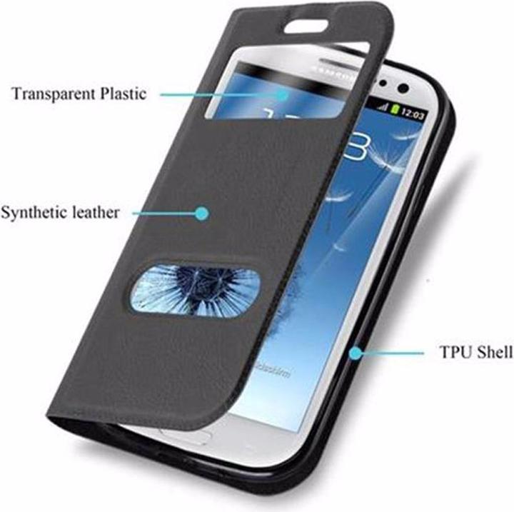 Actual product image Cadorabo Book with View double window cover (Samsung Galaxy S3)