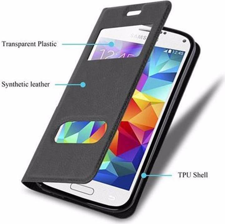Actual product image Cadorabo Book with View double window cover (Samsung Galaxy S5, Samsung Galaxy S5 Neo)