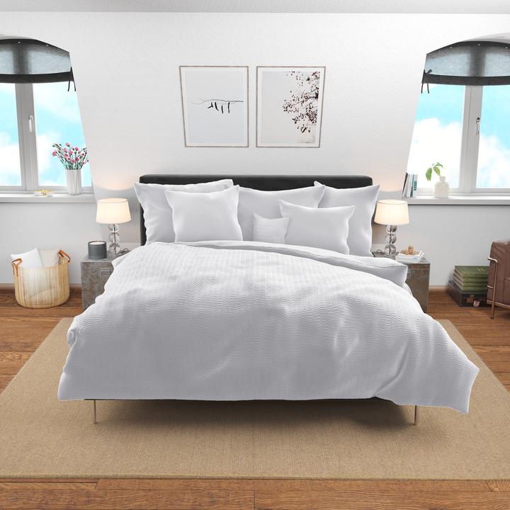 Immagine prodotto Lotus Bettwaren Biancheria da letto in raso Seersucker uni (Copripiumino, 160 x 210 cm)