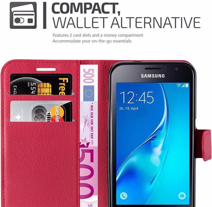 Actual product image Cadorabo Book with stand function cover (Samsung Galaxy J1)