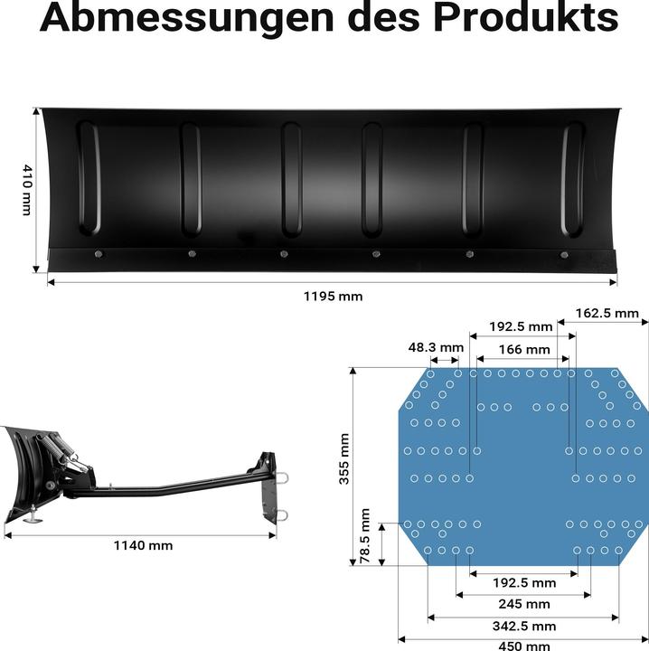 Image du produit Wiltec Lame de déneigement universelle 100x40 cm réglable Tracteur de pelouse Lame de déneigement Tracteur