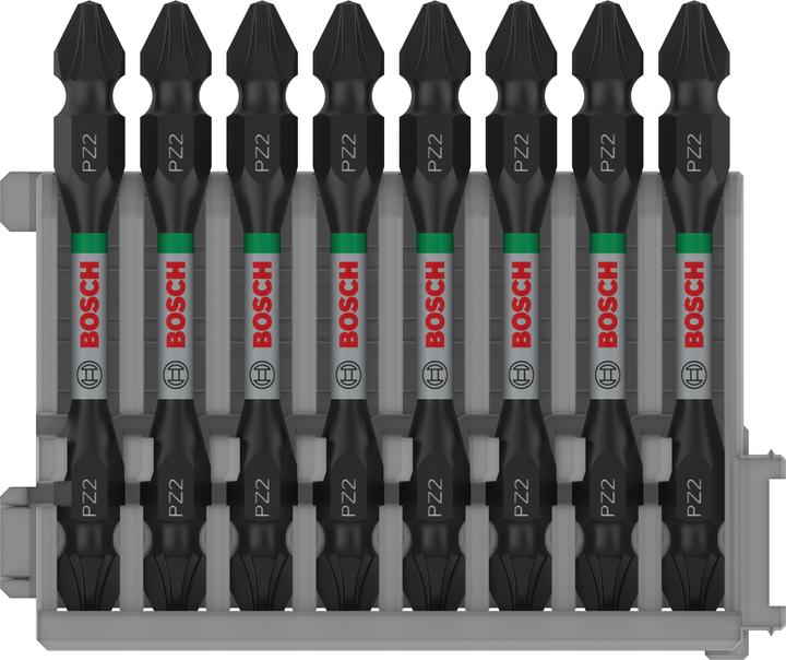 Produktbild Bosch Professional Zubehör PRO Impact Schrauberbit mit Doppelklingen und Pick and Click-Einsätzen, PZ2, 65 mm, 8-tlg. (PZ2)