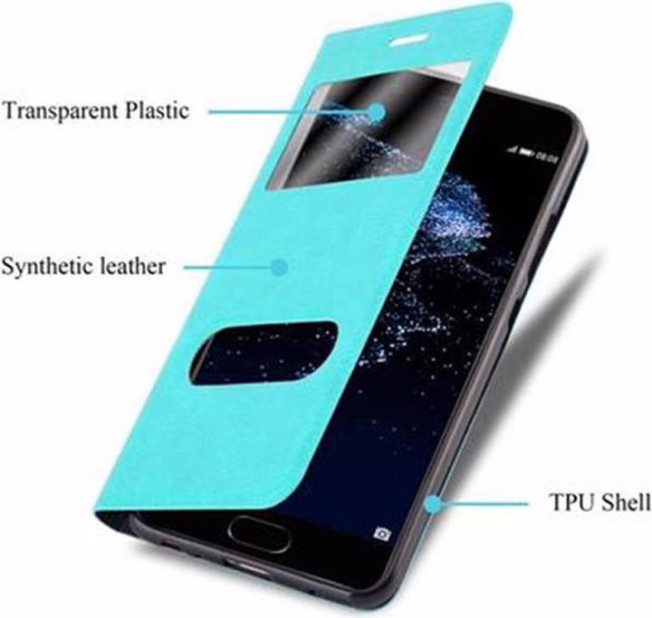 Actual product image Cadorabo Book with View double window cover (Huawei P10)