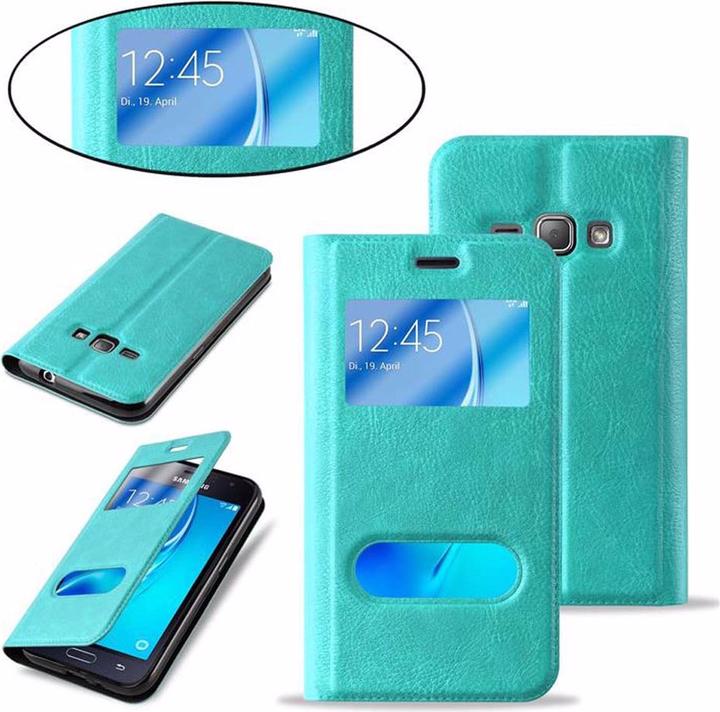Actual product image Cadorabo Book with View double window cover (Samsung Galaxy J1 (2016))