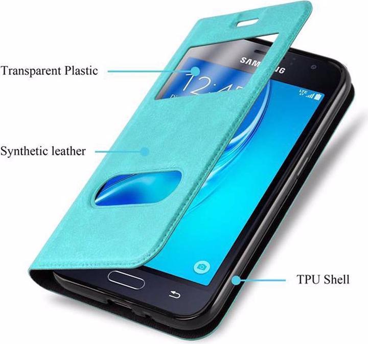 Actual product image Cadorabo Book with View double window cover (Samsung Galaxy J1 (2016))