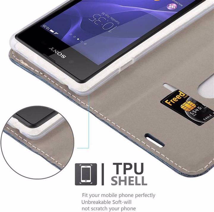 Produktbild Cadorabo Book Jeans Optik Cover (Sony Xperia E3)
