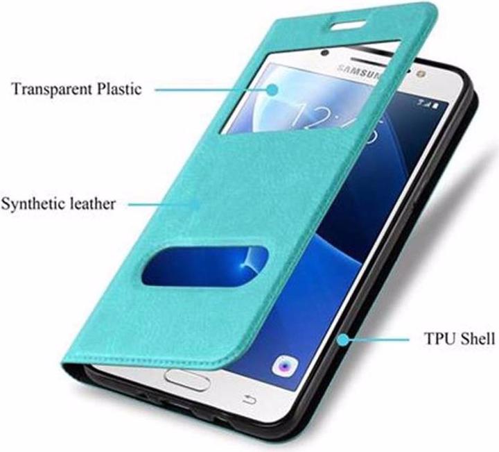 Actual product image Cadorabo Book with View double window cover (Samsung Galaxy J7 2016)